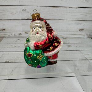 Vintage Hand Painted Blown Glass Santa Claus Christmas Ornament 2002 Target